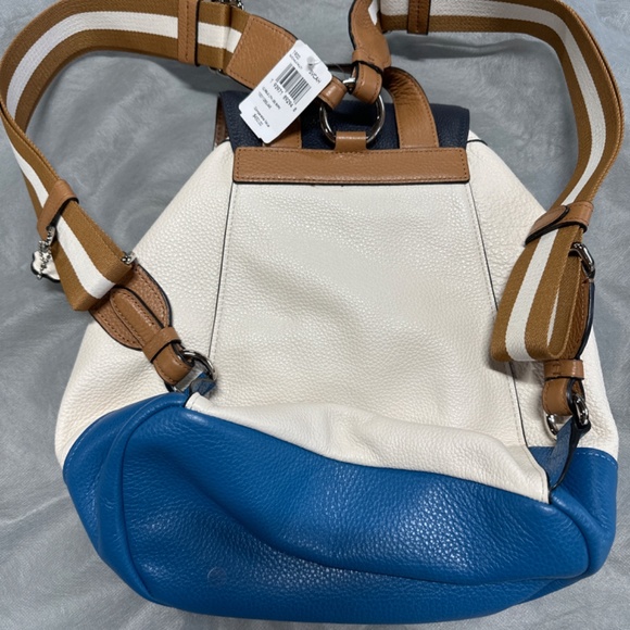 Coach Drawstring Backpack Cream, Blue and Orange